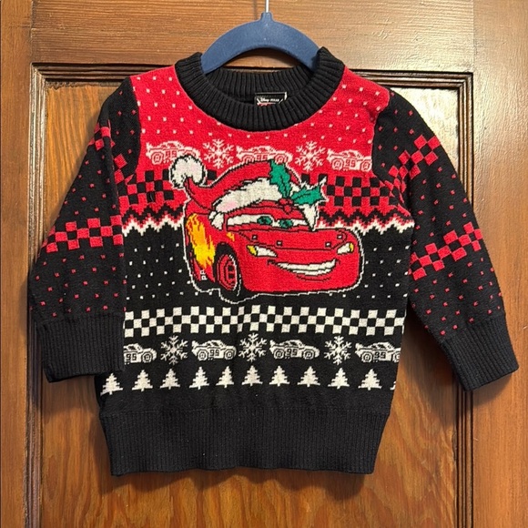 Disney Cars Lighting McQueen Red and Black Christmas Sweater - Picture 1 of 7